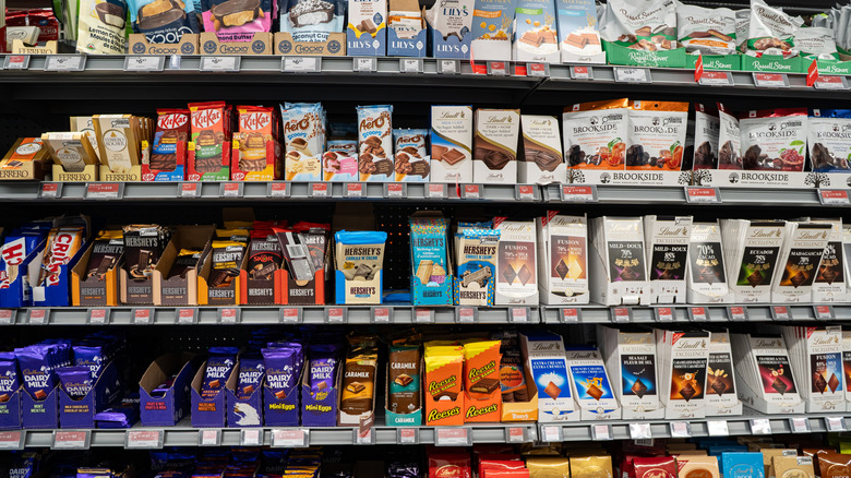 Chocolate selection at a grocery store