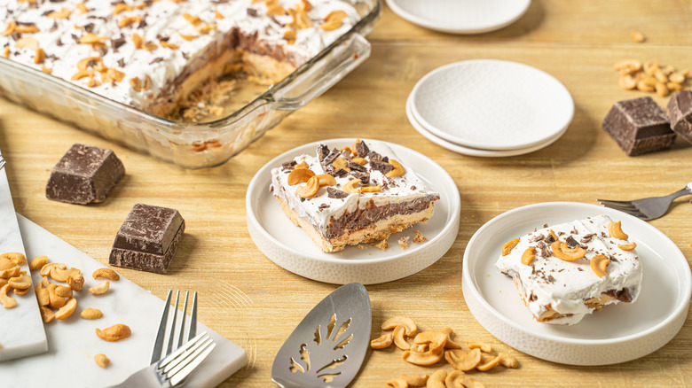 chocolate no bake cake with nuts