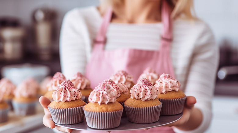 pink cupcakes with pink icing