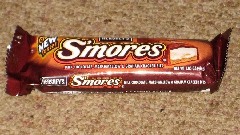 Hershey's s'mores candy bar on carpet