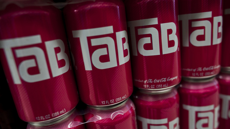 stacks of TaB cola cans