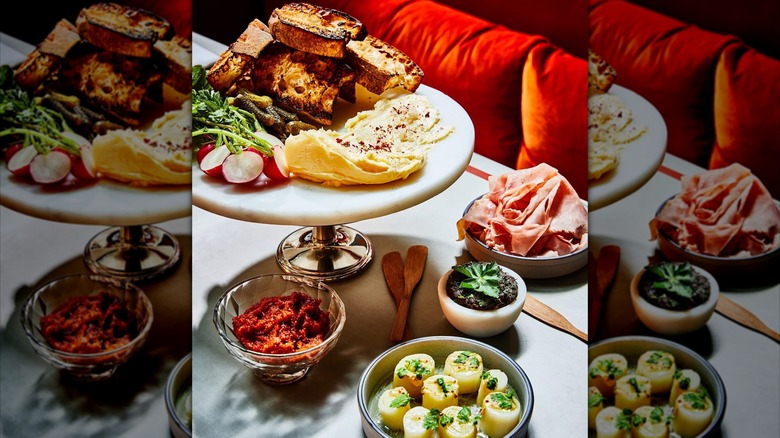 Close-up of butter service garni