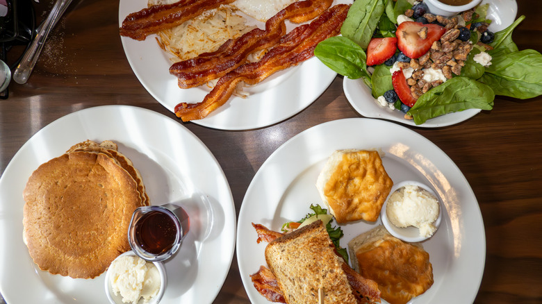 Table of served diner foods