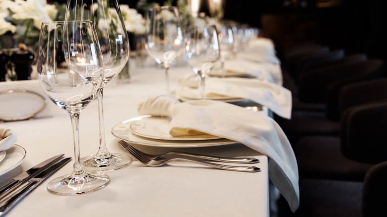 set table in a fine dining restaurant