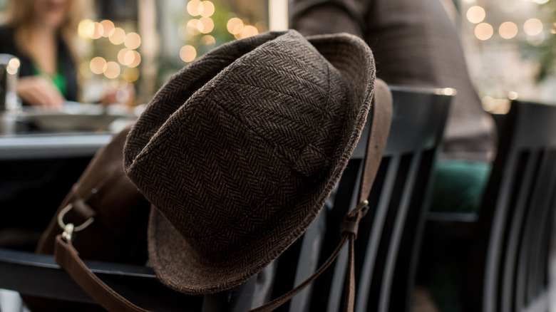 selective focus of hat on chair
