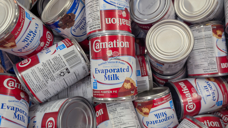 Cans of evaporated milk