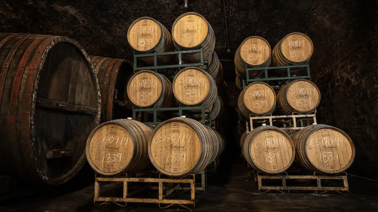 Wine aging in underground barrels
