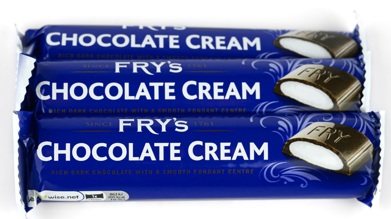 3 wrapped Fry's Chocolate Cream bars