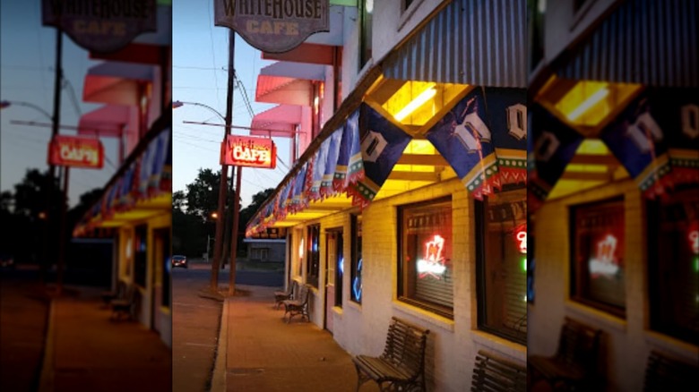 Sidewalk front view of the White House Cafe
