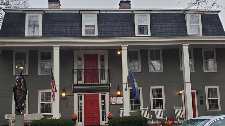 Outside view of The Hancock Inn with pumpkins as decoration