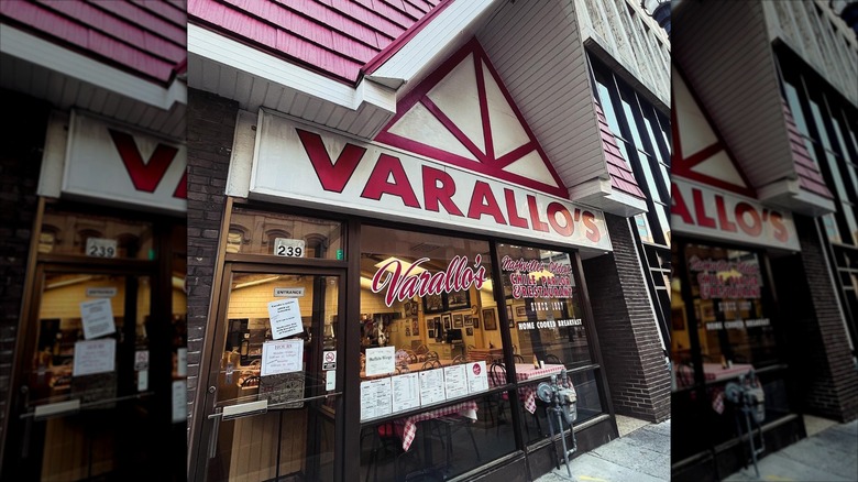 Sidewalk view of the entrance to Varallo's