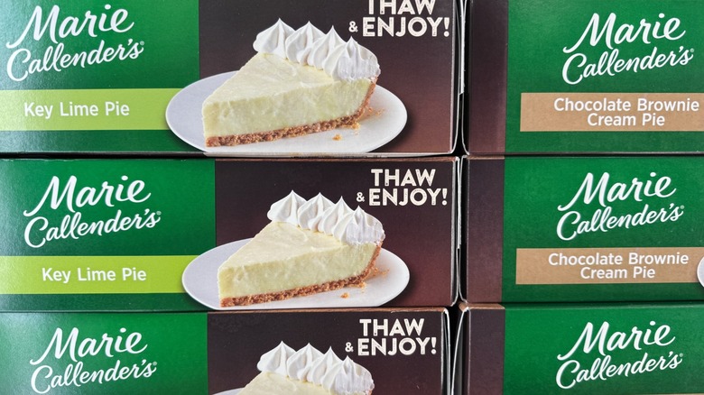 Stacked boxes of Marie Callender key lime pies