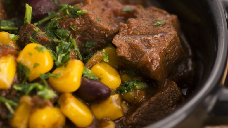 Close-up of beefy Mulligan stew