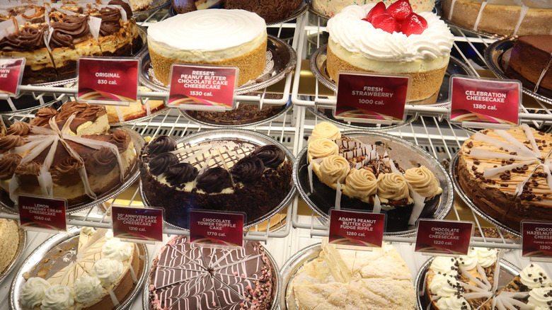 A view of The Cheesecake Factory's cheesecake display