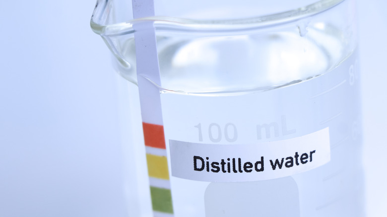 The ph of distilled water is tested