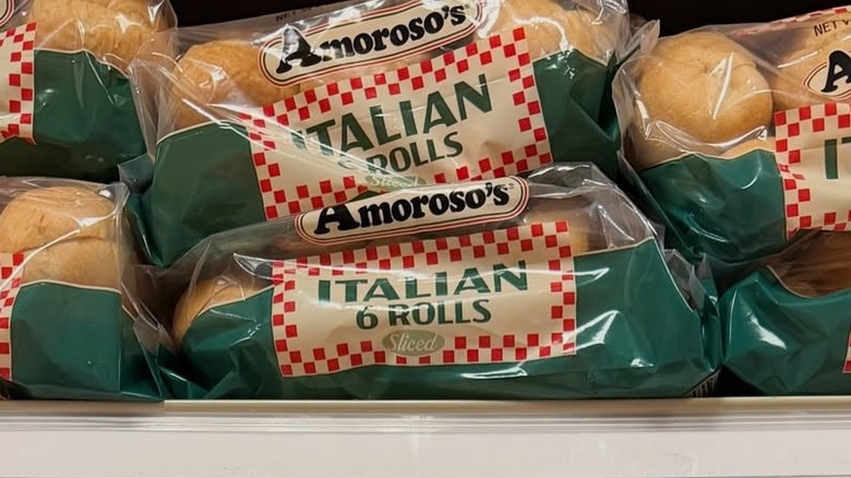 packages of Amoroso's Italian rolls on shelf