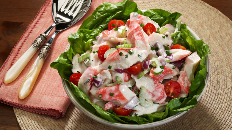 A bowl of crab salad
