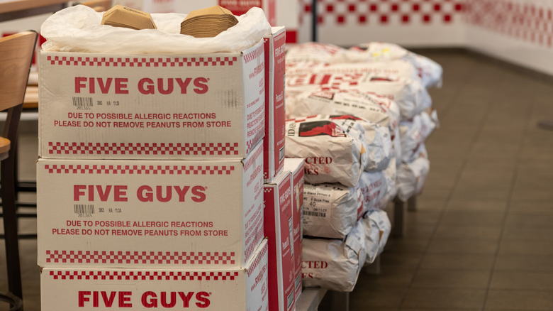 Boxes of peanuts at Five Guys