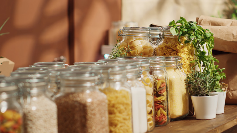 kitchen items in glass jars