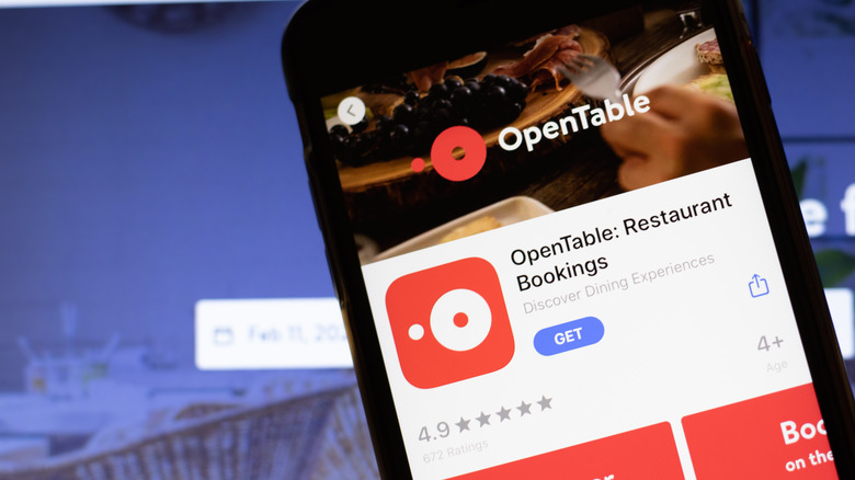 OpenTable app on a phone