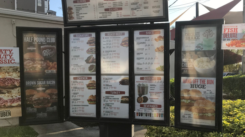 arby's drive-thru menu