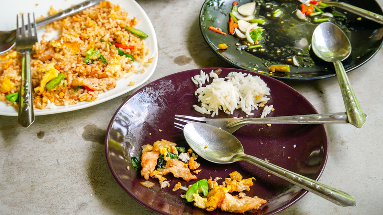 Food leftovers at a restaurant