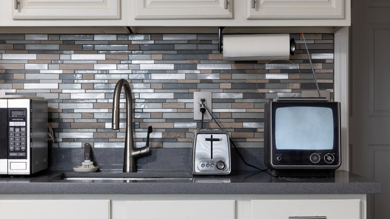 Small TV on kitchen counter