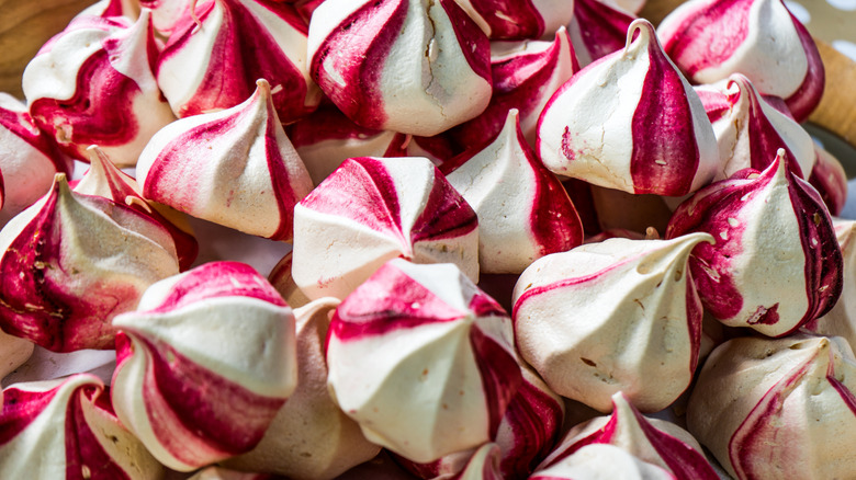 Red striped meringues
