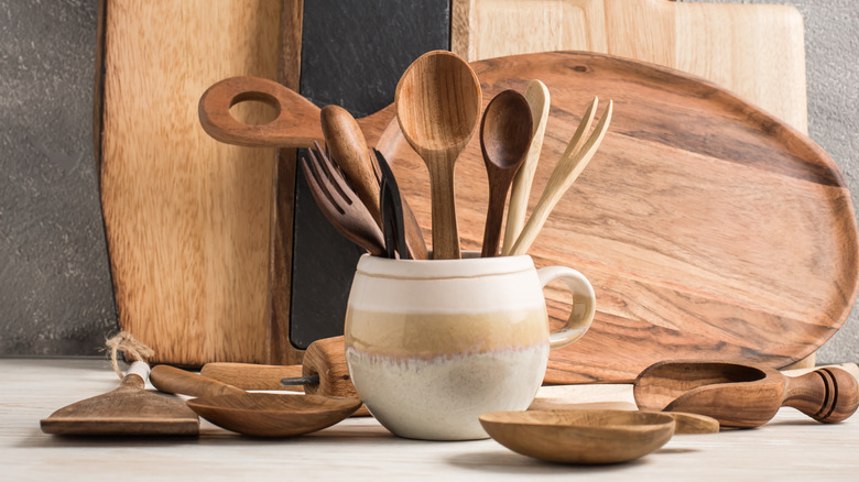 wooden utensils and cutting boards