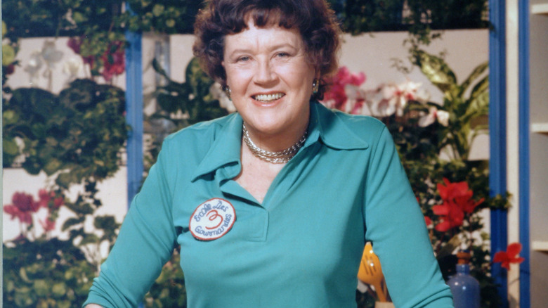 Julia Child on the set of her PBS cooking show