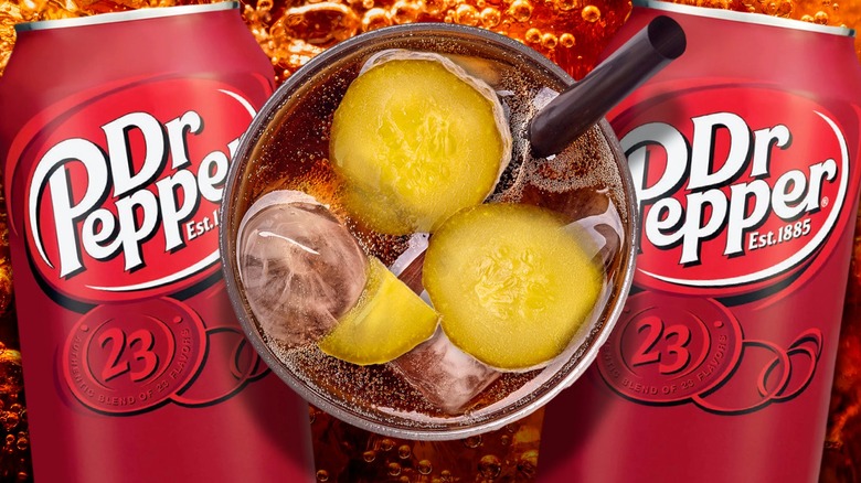Dr Pepper cans and Dr Pepper pickle drink