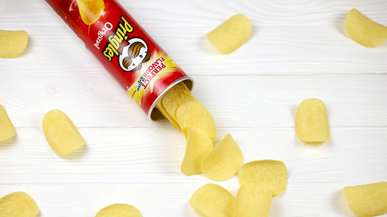 pringles spilling out of can