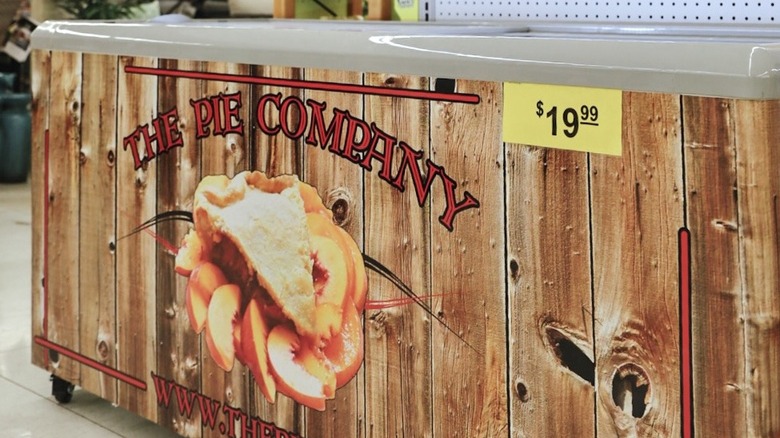 The freezer case for The Pie Company pies at Ace Hardware.