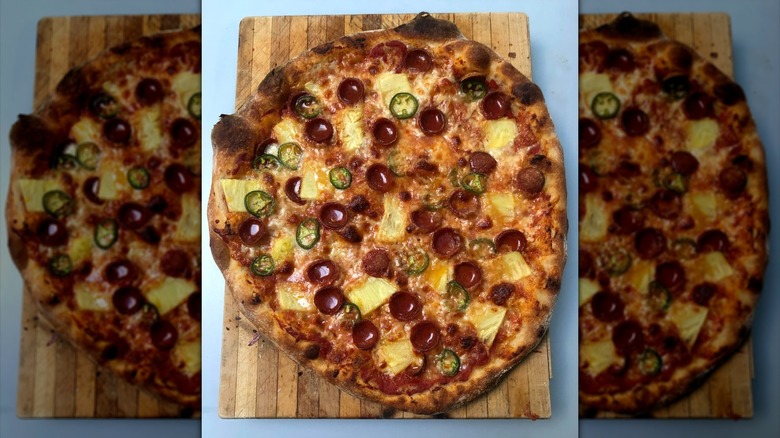 Pineapple, Pepperoni, and Jalapeño Pizza