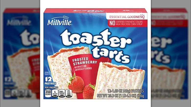 A box of Aldi's Millville Toaster Tarts in frosted strawberry