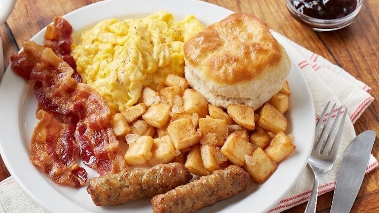 close up of a plate of breakfast food from Shoney's