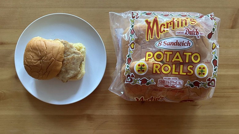 Martin's Potato Rolls on a wooden countertop