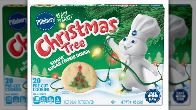 Pillsbury Christmas Sugar Cookies on a shelf in a store