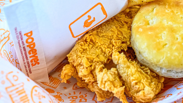 Popeye's fried chicken and biscuit