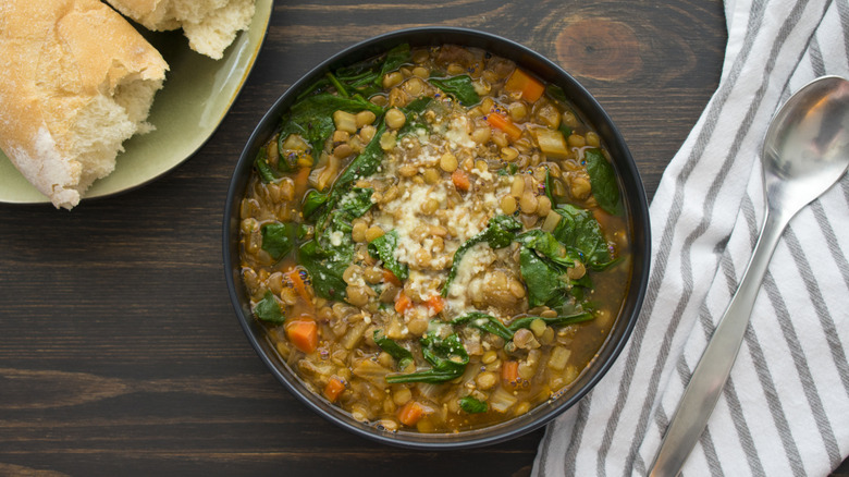 A bowl of lentil soup