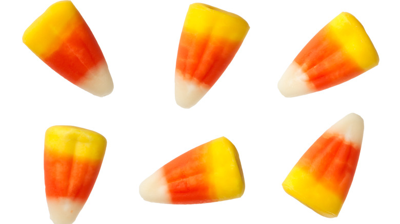 Candy corn on a white background