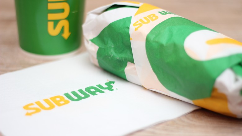 Subway sandwich and napkin