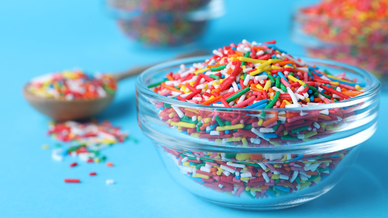 bowl and spoon of sprinkles