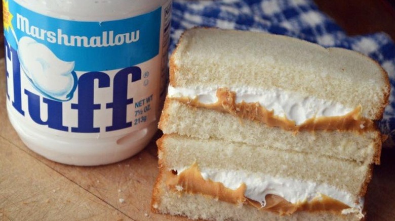 Marshmallow Fluff and fluffernutter sandwich