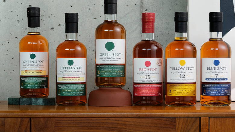 Spot Whiskeys selection including Green Spot, Red Spot, Yellow Spot, and Blue Spot