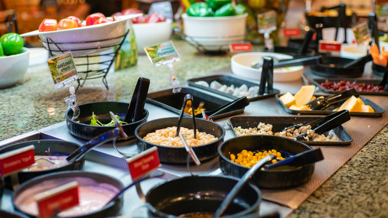typical cold salad bar at chain restaurant
