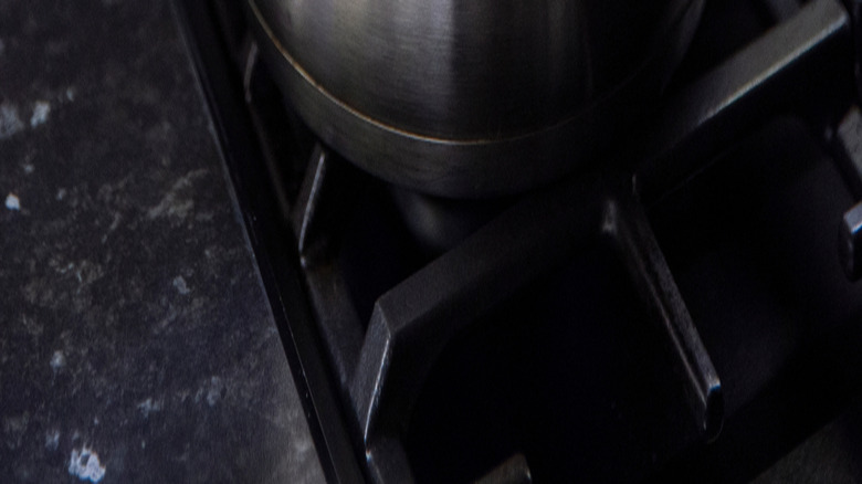 steaming pot on stove