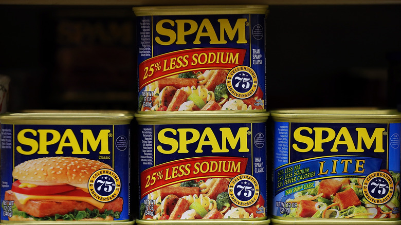 spam cans in grocery store