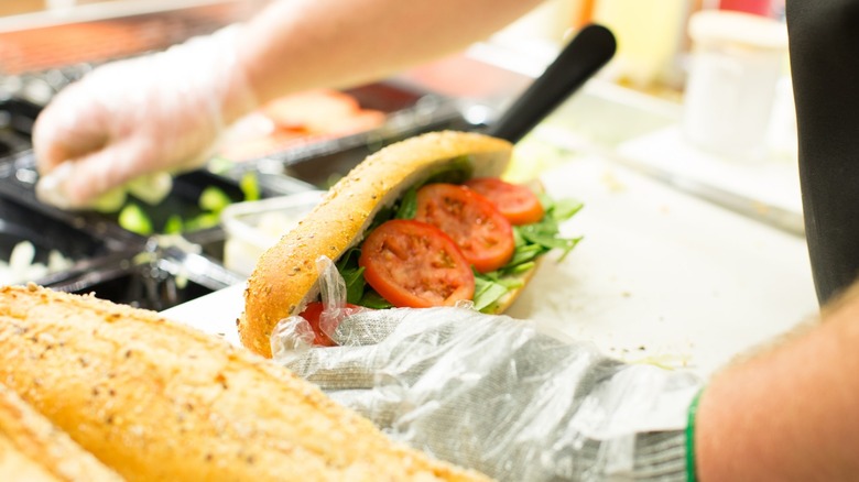 Publix open faced half sub sandwich on deli counter open wrapper