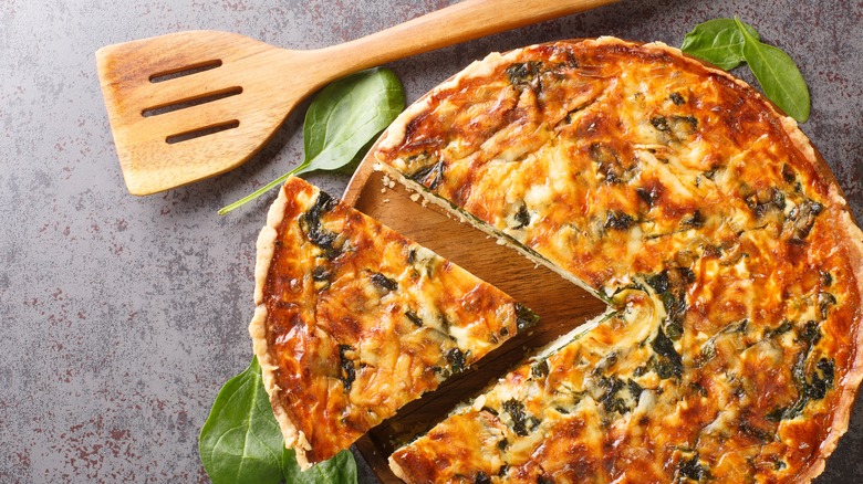 sliced quiche with spinach